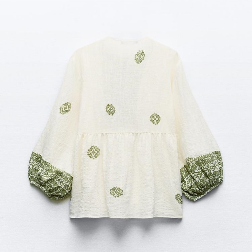 Zara Boho Printed Blouse With Tassels - Picture 8 of 11